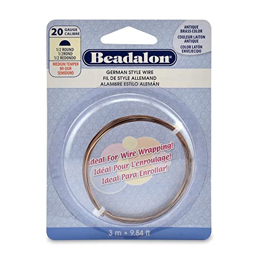 Beadalon German Style Wrapping Wire, Half Round, Antique Brass Color, 20 Gauge, 3 m / 9.8 ft - color: Antique Brass, size: 20 gauge/.032 In-3 m/9.8 ft