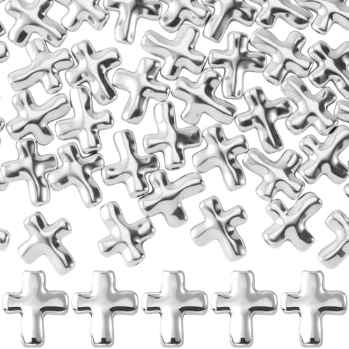 40 Pcs Cross Charms for Jewelry Making, Religious Cross Beads for Bracelets, Crosses for Jewelry Making, Bracelets, Necklaces, DIY Crafts (Silver) - color: 40pcs, 13x12mm, Silver
