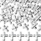 40 Pcs Cross Charms for Jewelry Making, Religious Cross Beads for Bracelets, Crosses for Jewelry Making, Bracelets, Necklaces, DIY Crafts (Silver) - color: 40pcs, 13x12mm, Silver