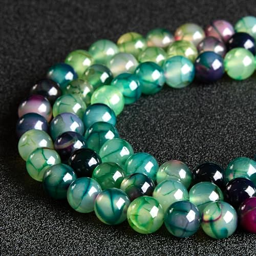 100pcs 6mm Green Dragon Vein Agate Beads Natural Gemstone Beads Round Loose Beads for Jewelry Making - color: Green Dragon Vein Agate, size: 6mm
