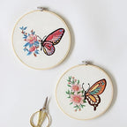 Bonroy 4 Sets Embroidery Kit for Beginners,Embroidery Art Craft Handy Sewing Include Clothes with Pattern,Embroidery Hoops, Instructions,Color Threads Needle (Butterfly) (CX-55) - color: Butterfly