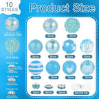 35 Pcs Chunky Bubblegum Beads 20mm Focal Pen Large Rhinestone Pearl Bead with Rhinestone Large Hole European Spacer Bead for DIY Beadable Pen School Jewelry Making Keychain Craft Making(Lake Blue) - color: Lake Blue
