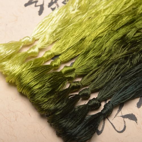 100% Nature Mulberry Handmade Embroidery Silk Thread Woven Jewelry Accessory Artificial Flowers Cross Stitch Floss DIY Sewing Kits 10 Gradient Colors 22m Each (44) - color: 44