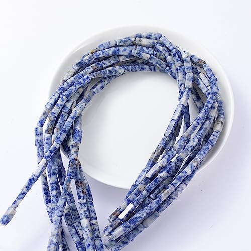 Natural Blue Sodalite Rectangle Tube Beads 4x13mm 38cm/str Loose Semi Gemstone Stone Beads for Making Bracelets Necklace Earrings - color: Blue Sodalite, size: 4x13mm Rectangle