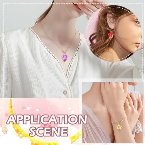 Ipotkitt 100 Pcs Electroplate Glass Star Charms with Glitter Powder Celestial Jewelry Findings Crystal Star Shaped Beads Charms for DIY Jewelry Making - color: 100pcs-Glass Star Charms-14x8x4mm