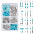 SUNNYCLUE 1 Box DIY 12 Pairs Turquoise Bead Dangle Earrings Making Kit Alloy Enamel Leaf Feather Pendants Charms with Eye Pin & Earring Hooks for DIY Earring Jewelery Making, Antique Silver - color: 1 Box Diy 12 Pairs Turquoise Bead Earrings Kit