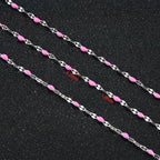 UMAOKANG 16.4 Feet Pink Enamel Jewelry Making Chain Roll Stainless Steel Craft Chain DIY Jewelry Supplies - color: Steel-Pink