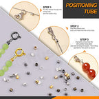 1501Pcs Crimp Beads Covers with Bead Crimping Pliers Tool Assortment Kit Brass Crimp Beads Tips Knot Covers Wire Guardians Fold Over Clamshell Crimp Beads Tubes for Jewelry Making DIY Crafts