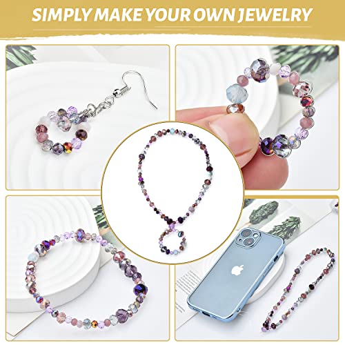 1000pcs 4/6/8mm Purple Color Briolette Crystal Glass Beads for Jewelry Making Supply,Round Rondelle Faceted Spacer Beads,Crystal Beads for Bracelets Necklaces DIY Crafts - color: Purple