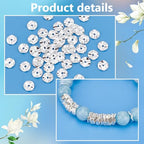 PH PandaHall 50pcs 8mm Flat Round Spacer Beads, Silver Brass Wavy Disc Beads Jewelry Findings Loose Beads for DIY Bracelets Necklaces Earrings Jewelry Making Craft Making - color: Silver