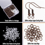 600Pcs Hypoallergenic Earring Hooks, Red Copper Earring Making Kit, Supplies with Earring Backs and Jump Rings for Jewelry Making (Red Copper) - color: Red Copper