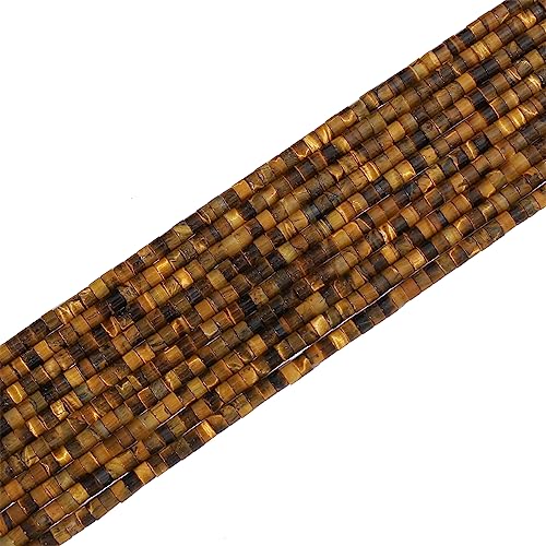 BEADIA Natural Yellow Tiger Eye Short Cylinder Beads 2x3mm 155pcs Tube Loose Semi Gemstone Beads for Jewelry Making Design - color: Yellow Tiger Eye
