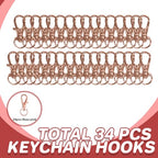 Keychain, 68PCS Swivel Snap Hooks with Key Rings, Metal Lobster Claw Clasp,34PCS Keychains Clips Hooks and 34PCS Key Chain Rings,Keychain Rings for DIY Crafts,Jewelry Making (Rose Gold) - color: Rose Gold