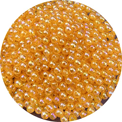 1000 Pcs 6mm Acrylic Round Beads AB Colors Round Spacer Beads for Earring Bracelet Necklace Key Chains Jewelry DIY Craft Making(Orange AB) - color: Orange AB, size: 6mm