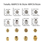 Craftdady 160Pcs Tibetan Alloy Barrel Spacer Beads 16 Styles Large Hole Retreo Metal Barrel Tube European Beads for Jewelry Crafts Making, Hole: 2-5mm - color: 2 Colors, Barrel, 160pcs