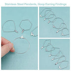 UNICRAFTALE 72Pcs 12 Style Stainless Steel Color Hoop Earring Findings - 304 Stainless Steel Beading Metal Rings - Triangle Teardrop Shaped for Earring Making - size: 26~44.5mm