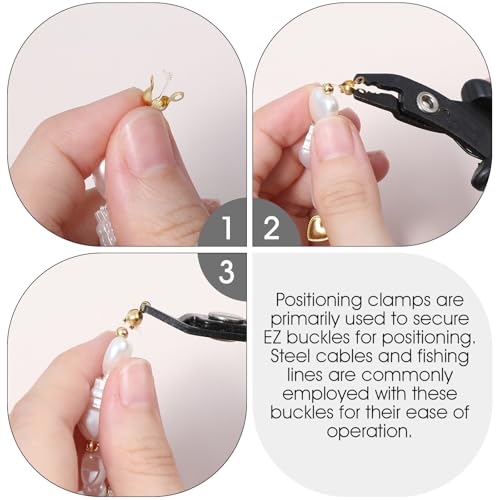 Bead Crimper Jewelry Crimp Tool Jewelry Pliers Bracelet Crimper Crimp Bead Pliers Tool for Necklaces DIY Craft Beading Repair Making Supplies (5.12"× 3.23"× 0.47" Black)