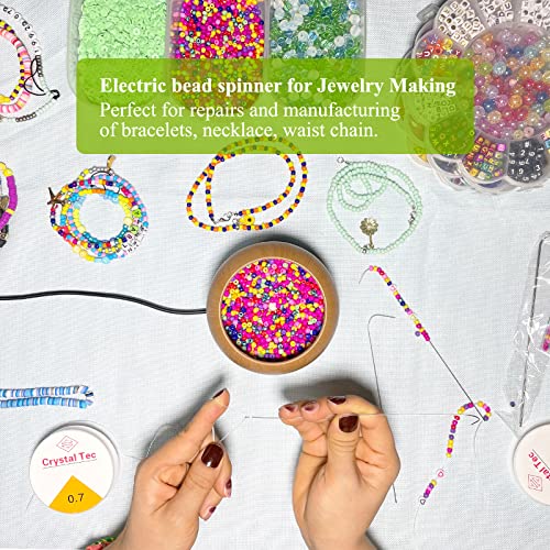 Xmada Electric Bead Spinner - Bead Spinner with 2PC Beading Needles and Seed Beads, Waist Beads Kit, Bead Spinner for Jewelry Making, Electric | Speed Adjustment Beading Tools (Pink) - color: Pink