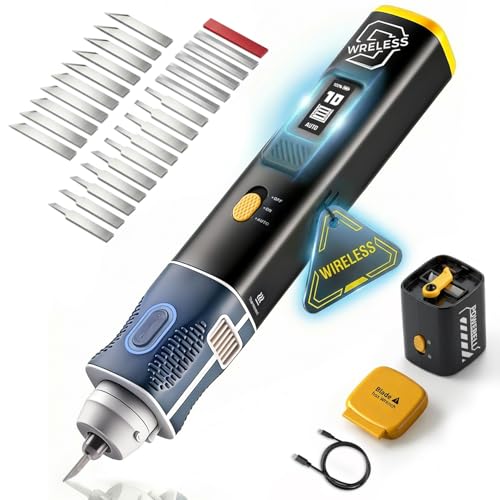 VMAN 2-in-1 Wireless Ultrasonic Cutter, Cutting Grinding AI Auto Cooling 40kHz Vibration 35W Auto Power Adjustment, 3 Mode Cordless Knife 50Pcs Blades – For 3D Printing, Woodworking, Model Mods & DIY
