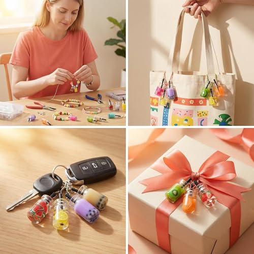 KJML DIY Cute Keychain Charms Bulk 30pcs Pendant Charms for Keychain Making Mini Resin Charm for Funny Keychains Bag Charm Purse Backpack Jewelry Making - color: Mix Bottle