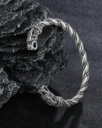 Stainless Steel Cuff Bracelet,Retro Gothic Punk Biker Cool Open Adjustable Cuff Bangle Bracelets Jewelry for Men Silver - style: Norse Viking Wolf
