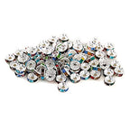 200PCS Rondelle Spacer Beads 6mm Silver Plated Czech Mix Crystal Rhinestone for Jewelry Making - color: 200Pcs Silver Plated/Mix, size: 6mm