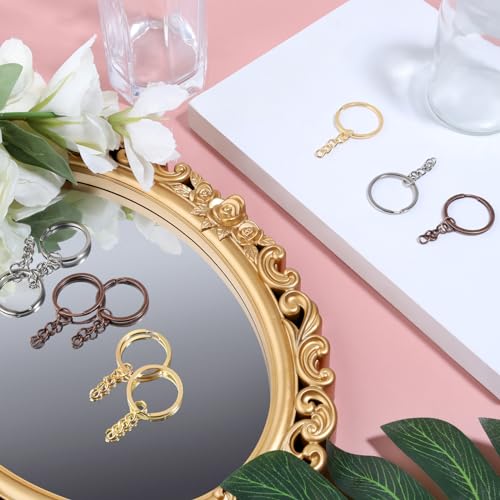 50Pcs Keychain Key Ring with Chain Bulk Split Key Chain，1.1 Inch Key Chains Parts with Open Jump Ring Connector for Jewelry Making Crafts (Bronze) - color: 50Pcs Bronze