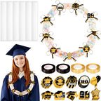 28PCS Black and Gold Graduation Decorations 2026 Candy Leis Making Kit - Hawaiian Congrats Grad Necklaces Party Supplies (Assembly Needed, Candy not Included)