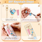 Wurosi 52 Set Lip Gloss Keychain Making Kit, Gold Keychain Clips Hooks with Extender Chain, Gift Bags, Thank You Cards, 5M Hemp Rope, for DIY Key Chain Making Crafts - color: 52 Set Keychain Making Kit