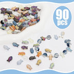 Fishing Beads, KLFHS 90PCS Sea Glass for Crafts, Unique Fish Charms Beads for DIY Ocean Themed Jewelry Making Bracelet Necklace Earring Phone Strap Keychain(Mixed Color) - color: Fish