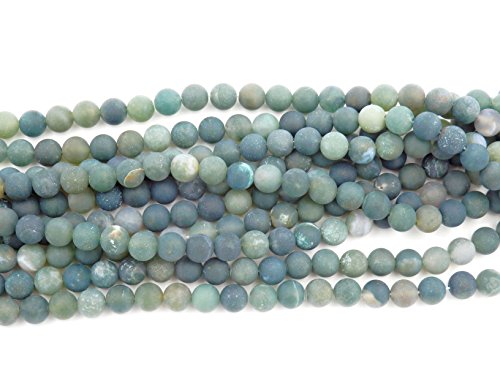 Matte Gemstone Beads for Jewelry Making, Sold per Bag 5 Strands Inside (Matte Moss Agate, 4mm) - color: Moss Agate, size: matte 4mm