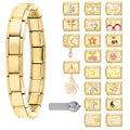 Italian Charms Bracelet Sets with 1Pcs Starter Brascelet 9Pcs Charms 9mm Italian Modular Charm Bracelet DIY Module Jewelry Gifts - color: A-Starter Bracelet Set-20Pcs Gold 2