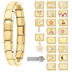 Italian Charms Bracelet Sets with 1Pcs Starter Brascelet 9Pcs Charms 9mm Italian Modular Charm Bracelet DIY Module Jewelry Gifts - color: A-Starter Bracelet Set-20Pcs Gold 2