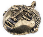 TheBeadChest Round African Brass Mask Pendant (58x62mm): Genuine West African Mask Design for DIY Jewelry & Necklaces - color: Brass, size: Medium (58x62mm)