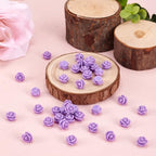 Beadthoven 50pcs Opaque Resin Rose Flower Beads MediumPurple Floral Flat Base Cabochons Embellishment for DIY Scrapbooking Jewelry Making 9x7mm Hole: 1mm - color: MediumPurple#9x7mm-50pcs