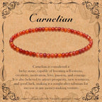 BONNY BOXX Natural Genuine Gemstone Faceted Round Beads Bracelets, 3mm Adjustable Stretchy Tiny Faceted Black Tourmaline Bracelet, Healing Crystal Reiki Chakra Dainty Jewelry Fashion Gifts - color: Carnelian