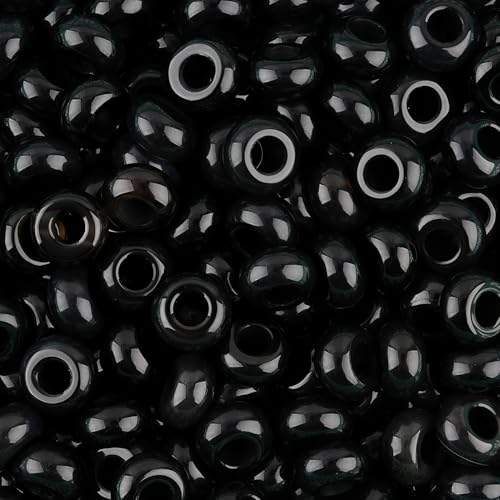 20Pcs Natural Black Onyx Large Hole Beads, 8x14mm Rondelle Gemstone Spacer Beads 6mm Big Hole for Jewelry Making, Beading Bracelets, Macrame & Hair Braiding - color: Black Onyx