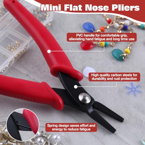 5.5 Inch Mini Flat Nose Pliers Thin Duckbill Pliers with Smooth Jaw for Jewelry Craft Making Beading Hobby Work Craft Supplies - style: Flat Nose Pliers