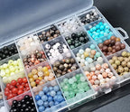 1200pcs 6mm Natural Round Stone Beads Real Gemstone Beading Loose Gemstone Hole Size 1mm DIY Smooth Beads for Bracelet Necklace Earrings Jewelry Making,Box Packed(24 Material -A,6mm) - color: 24 material -A,6mm, size: 6mm