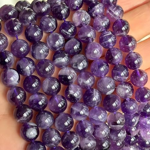 MJDCB Natural Dreamy Amethyst Beads Round Stone Beads DIY Loose Beads for Jewelry Making Beads 15" (10mm) - color: Dreamy Amethyst, size: 10mm