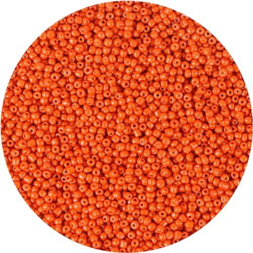 2200pcs Glass Seed Beads Bulk - 4mm, Mini, Spacer & Loose Beads for Jewelry Making & DIY Crafts (Orange Red) - color: Orange Red