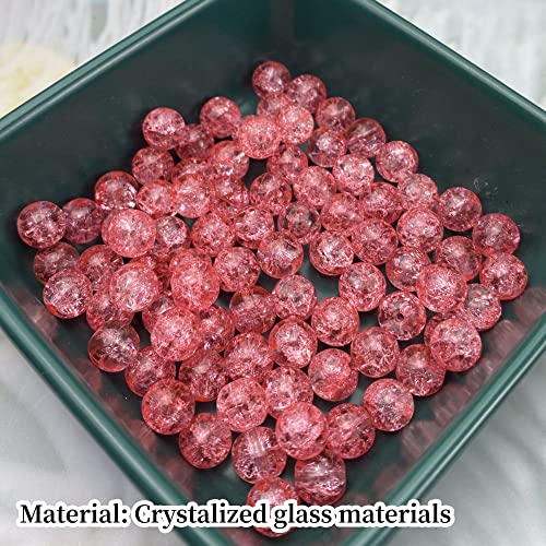 100pcs Round 8mm Glass Crackle Beads for Jewelry Making (Peach) - color: Peach, size: 8mm