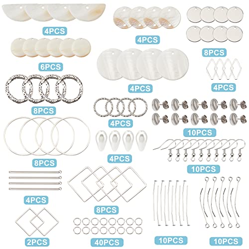 SUNNYCLUE 1 Box DIY 10 Pairs Flat Round Seashell Charm Pendant Shell Charms Earrings Making Kit Natural Seashell Mother of Pearl Charms Jewelry Making Supplies Summer Adult Women Starters Instruction - color: Diy 10 Pairs Flat Round Seashell Charm Earring