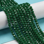 Perlin Czech Bohemian Crystal Glass Beads Faceted Round 4mm 90 Pieces Loose Spacer 1 Strand Beads for DIY Jewelry Earrings Necklace Bracelet Making (Green Opaque) - color: Green opaque