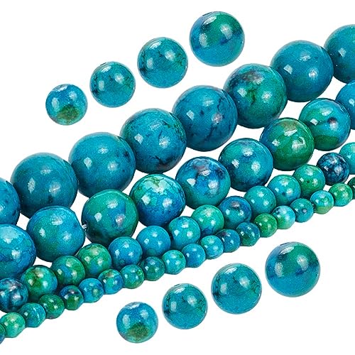 arricraft 4 Strands Turquoise Gemstone Beads, Synthetic Yellow Turquoise Jasper Beads Smooth Stone Beads for DIY Craft Necklace Bracelet Earring Jewelry - size: 4-12mm