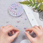 Ipotkitt 665Pcs/box Round Rainbow ABS Plastic Imitation Pearl Beads Gradient Mermaid Pearl Beads for DIY Jewelry Making Accessories - 3x2.5mm - color: 665pcs - Sky Blue Round
