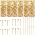 Junkin 1400 Pcs Eye Pins Mix Jewelry Findings 0.63 * 0.79 * 1.18 in Open Eye Head Pins Findings for Jewelry Making DIY Necklace Bracelets(Retro Gold) - color: Gold