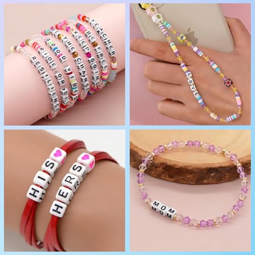 500Pcs White Square Letter Beads R 6X6mm Individual Cube Alphabet Beads for Friendship Bracelets Making - color: Square - R