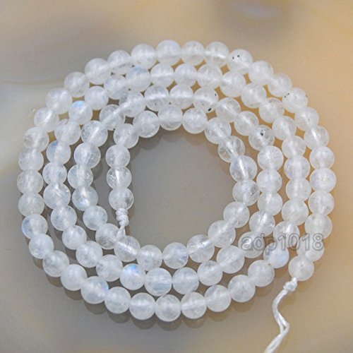 Natural White Moonstone Gemstone Round Loose Beads 3mm 4mm 5mm 6mm 7mm 8mm 10mm 12mm (4mm) - size: 4mm