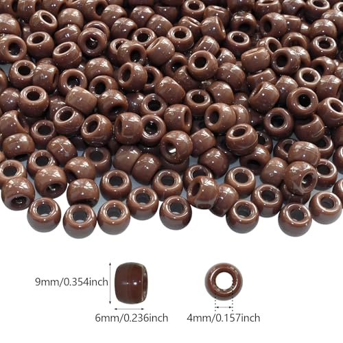 Amaney 500Pcs Brown Pony Beads 6x9mm with Storage Box for Making Bracelet Hair Braids Crafts - color: Glow Star